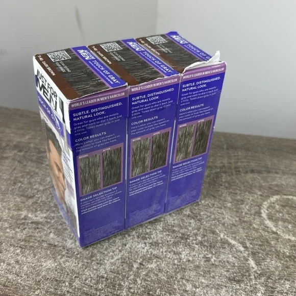 Pack of 3 Just for Men Touch of Gray Comb-In Hair Color Kit T45 Dark Brown - Picture 2 of 4